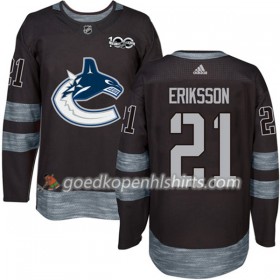 Vancouver Canucks Loui Eriksson 21 1917-2017 100th Anniversary Adidas Zwart Authentic Shirt - Mannen